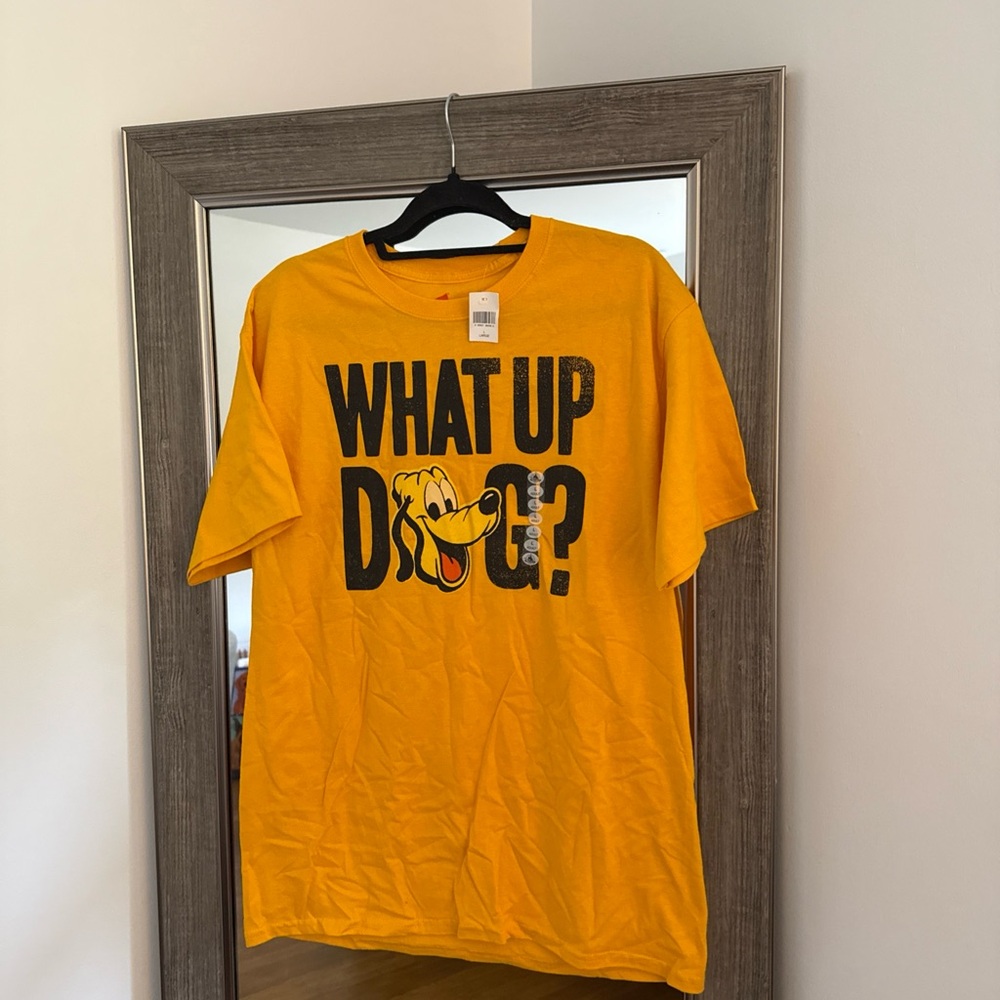 Y2K Disney What Up Dog Yellow Graphic T-Shirt Unisex L